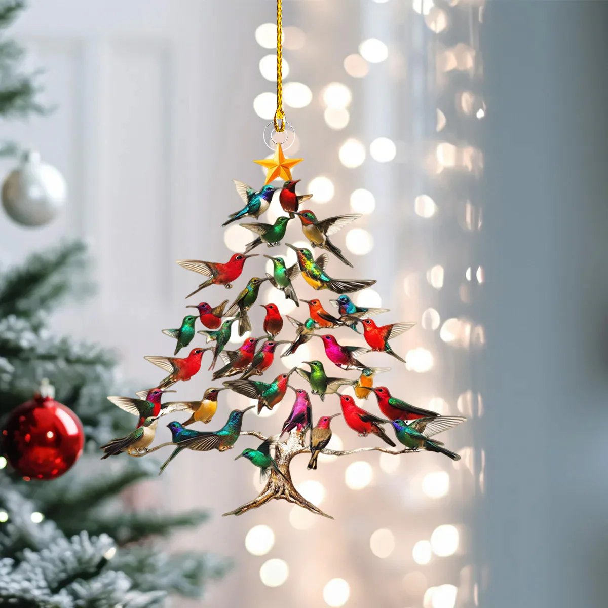 🔥🐦🎄Handcrafted Hummingbird Christmas Ornament✨